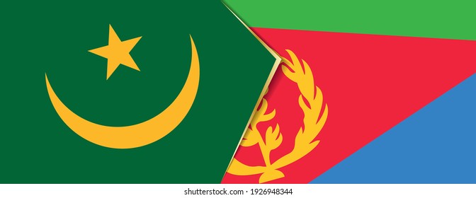 Mauritania and Eritrea flags, two vector flags symbol of relationship or confrontation.