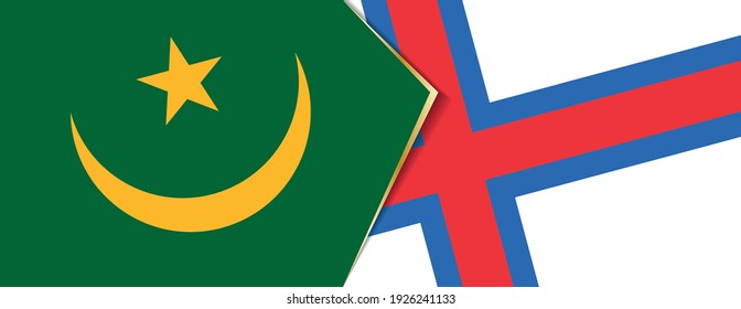 Mauritania and Faroe Islands flags, two vector flags symbol of relationship or confrontation.