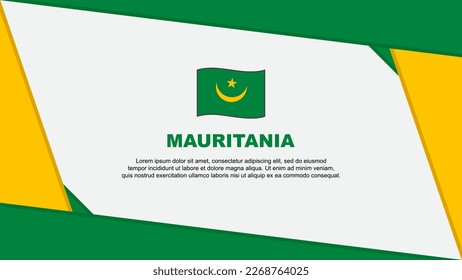 Plantilla de diseño de fondo de resumen de bandera de Mauritania. Ilustración del vector de caricaturas del Día de la Independencia de Mauritania. Día de la Independencia