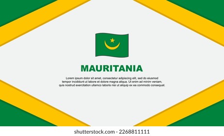 Plantilla de diseño de fondo de resumen de bandera de Mauritania. Ilustración del vector de caricaturas del Día de la Independencia de Mauritania. Plantilla