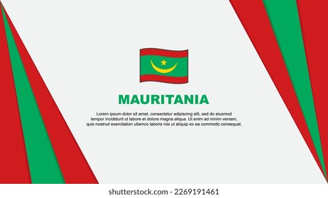 Plantilla de diseño de fondo de resumen de bandera de Mauritania. Ilustración del vector de caricaturas del Día de la Independencia de Mauritania. Bandera de Mauritania