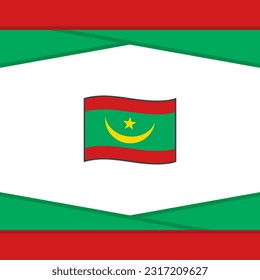 Plantilla de diseño de fondo de resumen de bandera de Mauritania. Cartel del Día de la Independencia de Mauritania en medios sociales. Vector de Mauritania