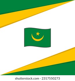 Plantilla de diseño de fondo de resumen de bandera de Mauritania. Cartel del Día de la Independencia de Mauritania en medios sociales. Diseño