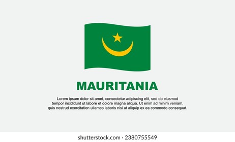 Plantilla de diseño de fondo de resumen de bandera de Mauritania. Cartel del Día de la Independencia de Mauritania en medios sociales Ilustración vectorial. Antecedentes