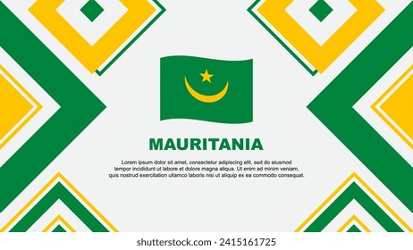 Plantilla de diseño de fondo de resumen de bandera de Mauritania. Ilustración de vectores de papel tapiz del Día de la Independencia de Mauritania. Día de la Independencia