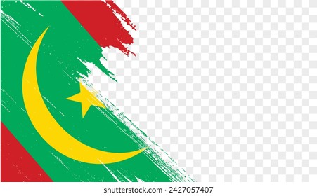 Mauritania flag with brush paint textured isolated  on png or transparent background. vector illustration