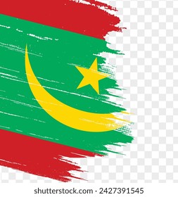 Mauritania flag with brush paint textured isolated  on png or transparent background. vector illustration