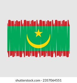 Mauritania flag with brush stroke vector Illustration