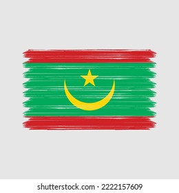 Mauritania Flag Brush Strokes Painted