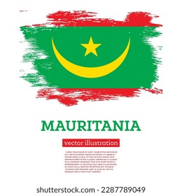 Bandera de Mauritania con pinceles. Ilustración vectorial. Día de la Independencia.