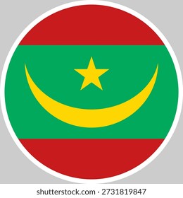Bandera de Mauritania en forma de círculo y rectángulo, bandera de Mauritania en alta calidad utilizada en el país de Mauritania