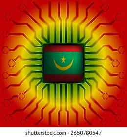 Insignia de microchip de Tablero de la bandera de Mauritania - Diseño de tecnología y nación