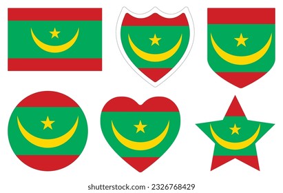 Mauritania flag design shape set. Flag of Mauritania design shape set