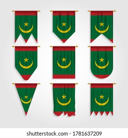 Mauritania flag in different shapes, Flag of Mauritania in various shapes