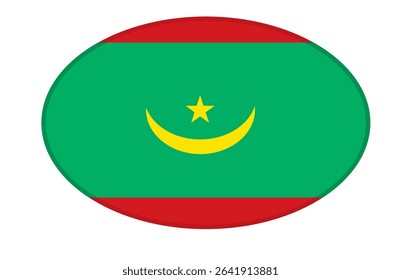 Mauritania flag ellipse shaped. vector	