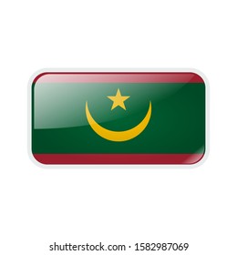 Mauritania flag in the form of glossy button can be used for independence day or other events isolated on white background. vector design illustration EPS 10