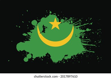 Mauritania Flag With Grunge Effect Design. It will be used t-shirt graphics, print, poster and Background.