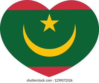 Mauritania Flag, Mauritania Flag in a heart shape, sticker, glass heart, love, country, day, language schools, national flags, international, language, Mauritania, language, education, eps 10