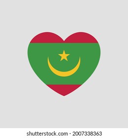 Mauritania flag in heart shape vector love Mauritania
