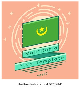 Mauritania Flag  : Flag Icon With Festive Background : Vector Illustration