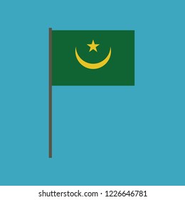Mauritania flag icon in flat design. Independence day or National day holiday concept.