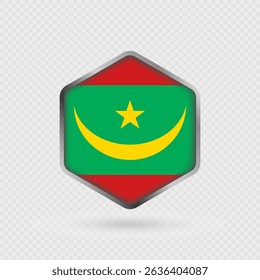 Mauretanien Fahne Symbol in Hexagon Form.