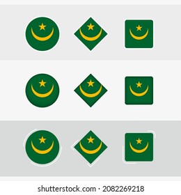 Mauritania flag icons set, vector flag of Mauritania. Three versions of icon.
