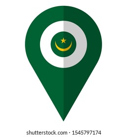 Mauritania flag location pin vector illustration. African country.