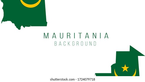 Fondo del mapa de la bandera de Mauritania. La bandera del país en forma de fronteras. Ilustración vectorial de material aislada en fondo blanco.