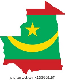 Mauritania Flag in Map, Mauritania Map with Flag, Country Map, Mauritania Map with Flag, Nation Flag Mauritania