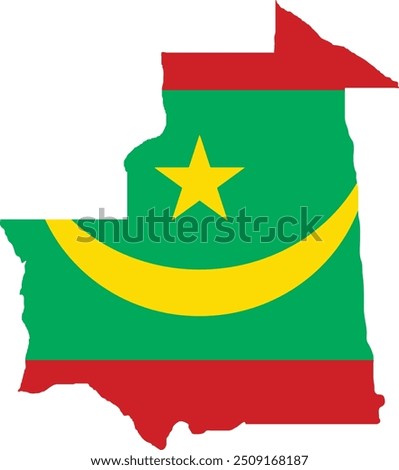 Mauritania Flag in Map, Mauritania Map with Flag, Country Map, Mauritania Map with Flag, Nation Flag Mauritania