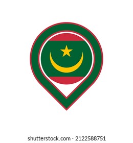 mauritania flag map pin icon. isolated on white background