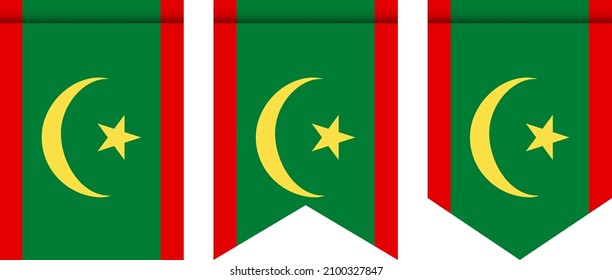 Mauritania flag or pennant isolated on white background. Pennant flag icon.