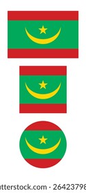 
Mauritania flag PNG vector. Mauritania square and round icon isolated on transparent PNG background. Mauritania flag icon.

