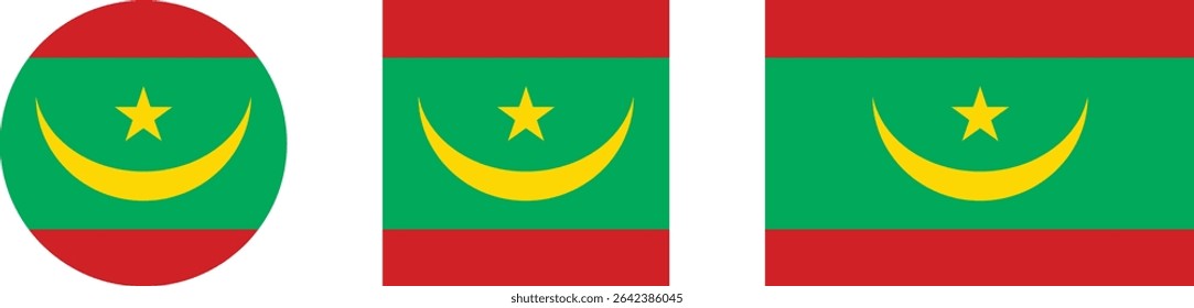 
Mauritania flag PNG vector. Mauritania square and round icon isolated on transparent PNG background. Mauritania flag icon.

