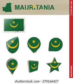 Mauritania Flag Set, Flag Set #55. Vector.