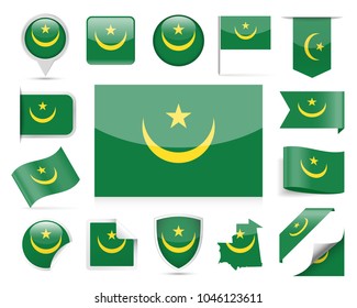 Mauritania Flag Set - Vector Illustration