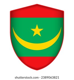 Bandera de Mauritania en forma de escudo. Ilustración vectorial.