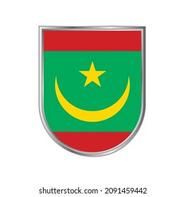 Mauretanienflagge mit silbernem Rahmen, Vektordesign