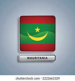 Mauritania flag square button vector illustration
