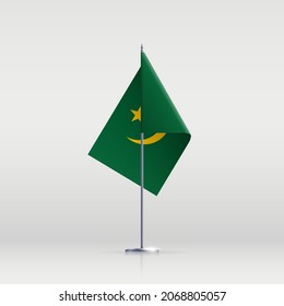 Mauritania flag state symbol isolated on background national banner. Greeting card National Independence Day of the Islamic Republic of Mauritania. Illustration banner with realistic state flag.