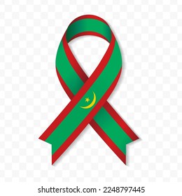 Mauritania flag stripe ribbon vector illustration on a transparent background vector image (PNG).