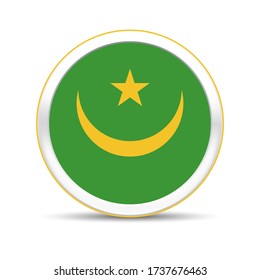 Mauritania flag vector in button design. Eps 10 vector illustration.
