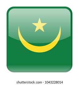 Mauritania Flag Vector Square Icon - Illustration