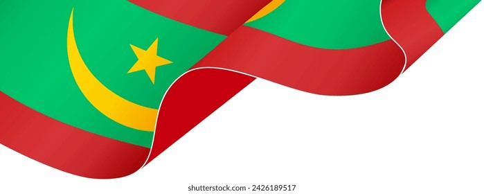 Mauritania flag wave isolated on png or transparent background. vector illustration.
