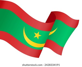 Mauritania flag wave isolated on png or transparent background. vector illustration.