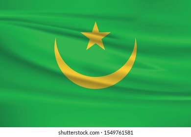 mauritania flag with waving effect