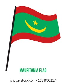 Mauritania Flag Waving Vector Illustration on White Background. Mauritania National Flag.