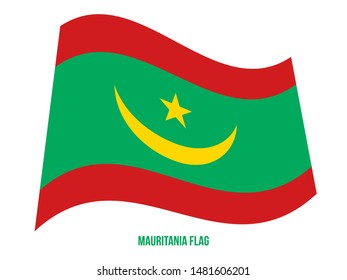 Mauritania Flag Waving Vector Illustration on White Background. Mauritania National Flag.