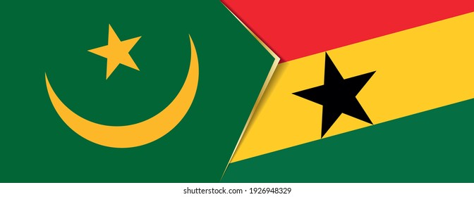 Banderas de Mauritania y Ghana, dos banderas vectoriales símbolo de relación o enfrentamiento.